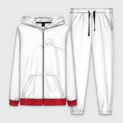 Женский 3D-костюм Минимализм силуэт горы, цвет: 3D-красный