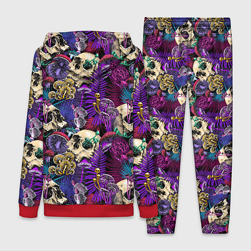 Женский костюм Психоделика - черепа и грибы / 3D-Красный – фото 2