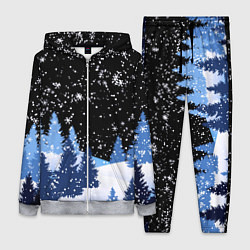 Женский 3D-костюм Снежная ночь в зимнем лесу, цвет: 3D-меланж
