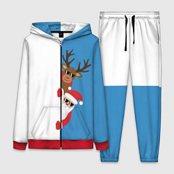 Женский 3D-костюм Крутые Санта и Олень, цвет: 3D-красный