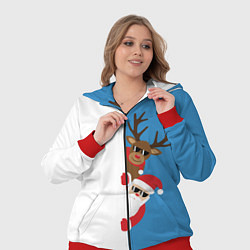 Женский 3D-костюм Крутые Санта и Олень, цвет: 3D-красный — фото 2