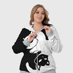 Женский 3D-костюм Черный и белый кот кувыркаются, цвет: 3D-меланж — фото 2