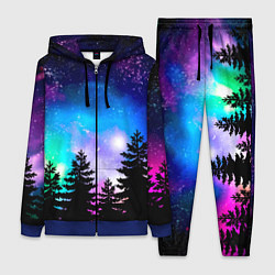 Женский 3D-костюм Космический лес, елки и звезды, цвет: 3D-синий