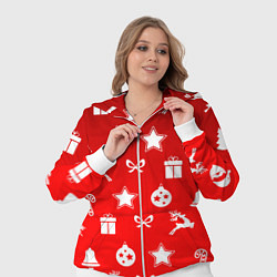 Женский 3D-костюм Новогодний узор красный градиент, цвет: 3D-белый — фото 2