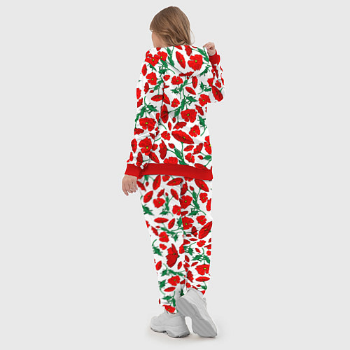 Женский костюм Цветы Красные Маки на белом фоне / 3D-Красный – фото 5