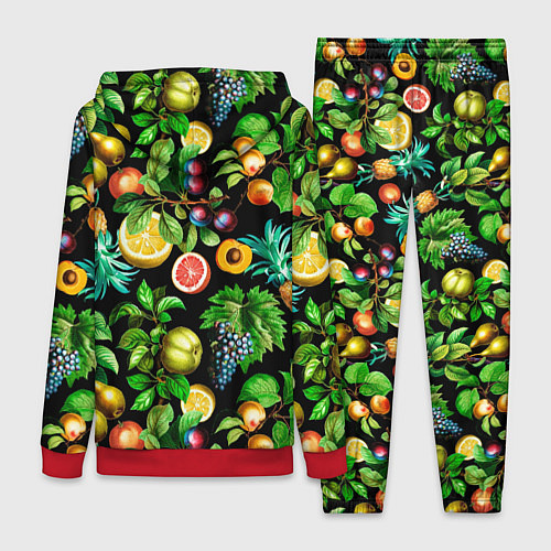 Женский костюм Сочные фрукты - персик, груша, слива, ананас / 3D-Красный – фото 2
