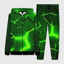 Женский 3D-костюм 3D ПЛИТЫ НЕОН NEON GREEN HEXAGON РАЗЛОМ, цвет: 3D-черный