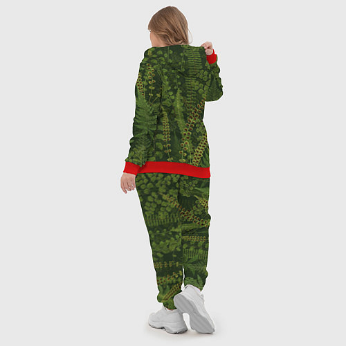 Женский костюм Цветы Зеленые Папоротники / 3D-Красный – фото 5