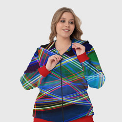 Женский 3D-костюм Разноцветные неоновые линии Абстракция Multicolore, цвет: 3D-красный — фото 2