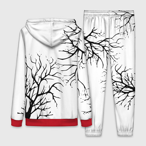 Женский костюм Черные ветки деревьев на белом фоне / 3D-Красный – фото 2
