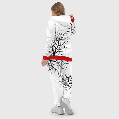 Женский костюм Черные ветки деревьев на белом фоне / 3D-Красный – фото 5