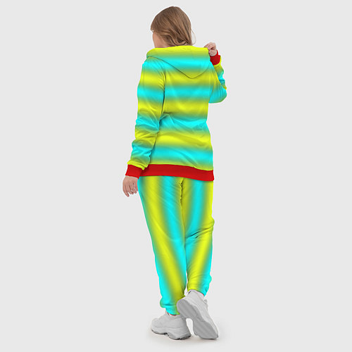 Женский костюм Бирюзово-желтые неоновые полосы / 3D-Красный – фото 5