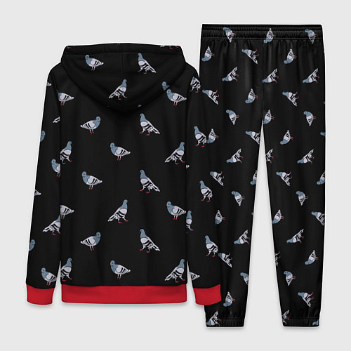 Женский костюм Голуби на черном паттерн / 3D-Красный – фото 2