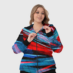 Женский 3D-костюм Неоновые прерывающиеся линии - Красный и голубой, цвет: 3D-черный — фото 2