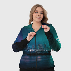 Женский 3D-костюм Неоновый город с рекой - Светло-зелёный, цвет: 3D-черный — фото 2