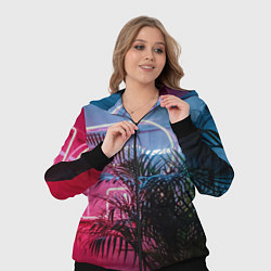 Женский 3D-костюм Неоновые буквы и цветок - Розовый и голубой, цвет: 3D-черный — фото 2