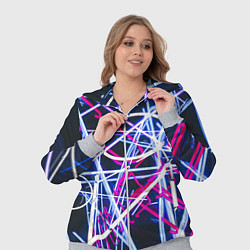 Женский 3D-костюм Неоновые хаотичные линии и буквы - Синий, цвет: 3D-меланж — фото 2
