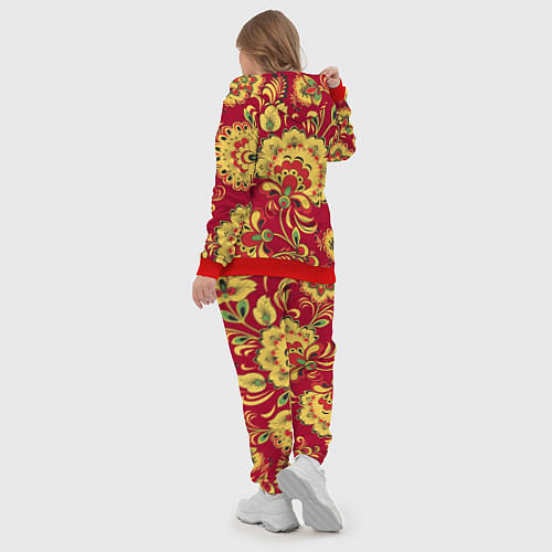 Женский костюм Хохломская Роспись Цветы На красном Фоне / 3D-Красный – фото 5
