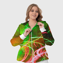 Женский 3D-костюм Неоновые линии и фонари - Зелёный, цвет: 3D-белый — фото 2