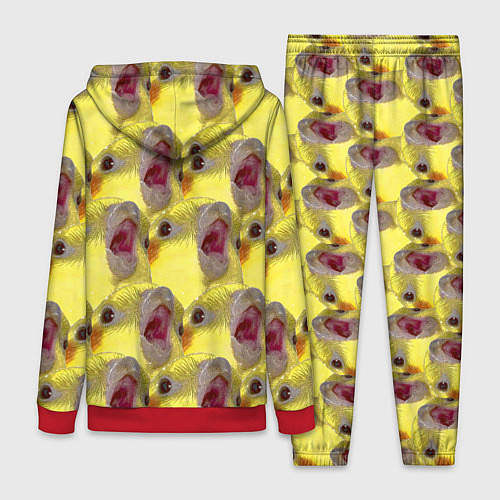 Женский костюм Попугай Корелла Орёт Мем / 3D-Красный – фото 2