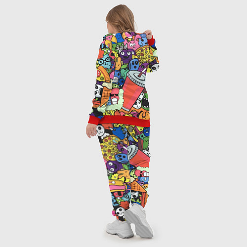 Женский костюм Fast food pattern Pop art Fashion trend / 3D-Красный – фото 5