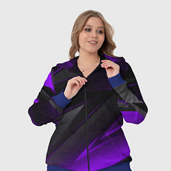 Женский 3D-костюм Черно-фиолетовая геометрическая абстракция, цвет: 3D-синий — фото 2