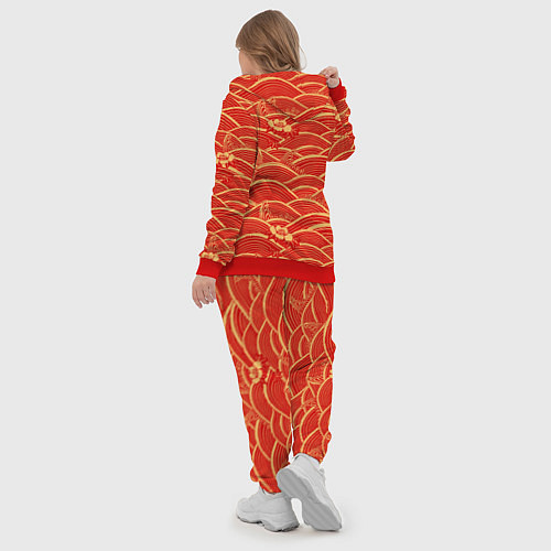 Женский костюм Китайская иллюстрация волн / 3D-Красный – фото 5
