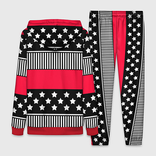Женский костюм Red and black pattern with stripes and stars / 3D-Красный – фото 2