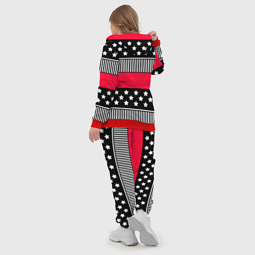 Женский костюм Red and black pattern with stripes and stars / 3D-Красный – фото 5