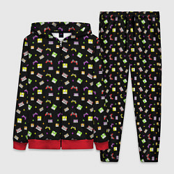 Женский 3D-костюм 90s pattern on black, цвет: 3D-красный