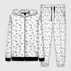 Женский 3D-костюм 90s pattern on white, цвет: 3D-черный
