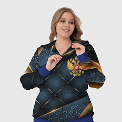 Женский 3D-костюм Золотой герб России на объемном фоне, цвет: 3D-синий — фото 2