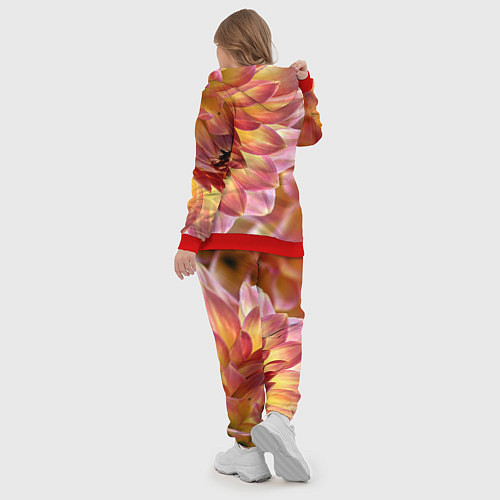 Женский костюм Оранжевые георгины лепестки / 3D-Красный – фото 5