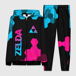 Женский 3D-костюм Zelda - neon gradient: надпись, символ, цвет: 3D-черный