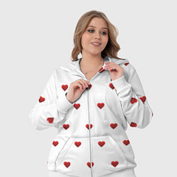 Женский 3D-костюм Белая поляна с красными сердечками, цвет: 3D-белый — фото 2