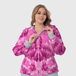 Женский 3D-костюм Яркий малиново-розовый геометрический узор, цвет: 3D-меланж — фото 2