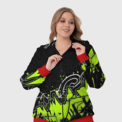 Женский 3D-костюм Яркое граффити на черной стене, цвет: 3D-красный — фото 2