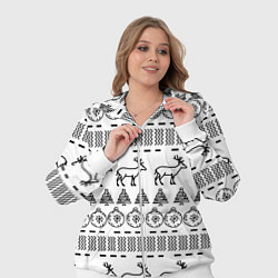 Женский 3D-костюм Черно-белый узор с оленями, цвет: 3D-белый — фото 2