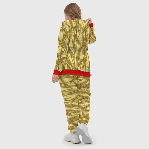 Женский костюм Винтажные колоски пшеницы / 3D-Красный – фото 5