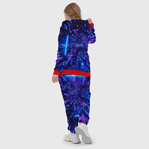 Женский костюм Киберпанк синий неоновый тоннель / 3D-Красный – фото 5