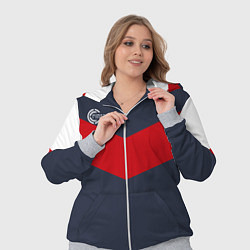 Женский 3D-костюм FIRM темно-синий с красной полосой, цвет: 3D-меланж — фото 2