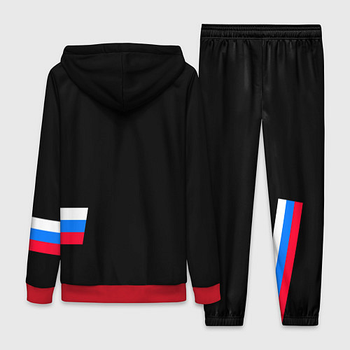 Женский костюм Россия и три линии на черном фоне / 3D-Красный – фото 2