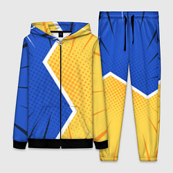 Женский 3D-костюм Желто-синяя молния, цвет: 3D-черный