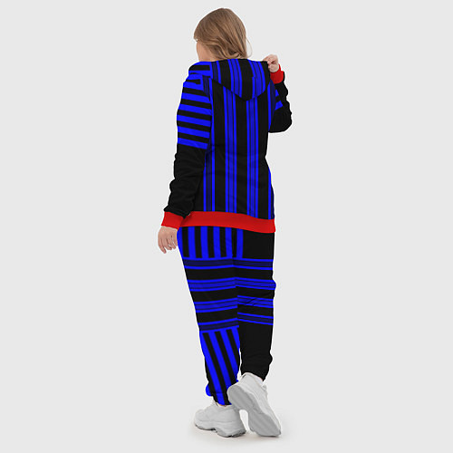 Женский костюм Черно синий полосатый узор / 3D-Красный – фото 5