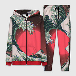 Женский 3D-костюм Японская волна в красном цвете, цвет: 3D-красный