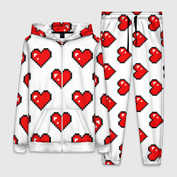 Женский 3D-костюм Сердца в стиле пиксель-арт, цвет: 3D-белый