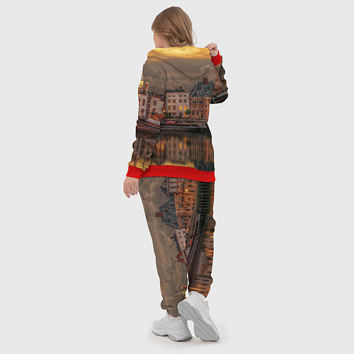 Женский костюм Мирный город на воде и тучи / 3D-Красный – фото 5
