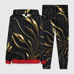 Женский 3D-костюм Золотой орнамент на черном, цвет: 3D-красный