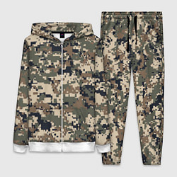 Женский 3D-костюм Коричнево - черный камуфляж, цвет: 3D-белый