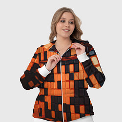 Женский 3D-костюм Чёрные и оранжевые кубики, цвет: 3D-белый — фото 2